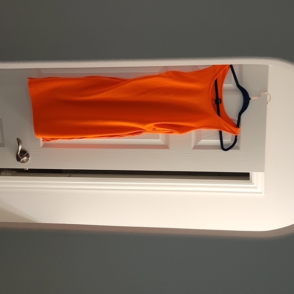 Orange sleeveless mini dress